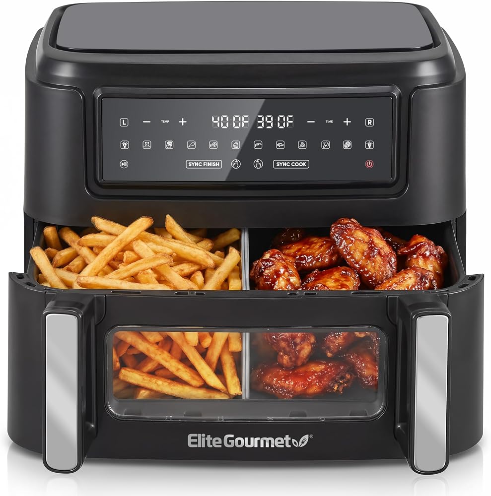 Elite Gourmet EAF1055D 11-Qt Dual Zone Air Fryer