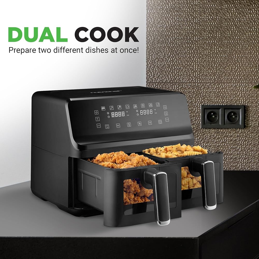 NutriChef 8.8-Qt air fryer control panel and presets